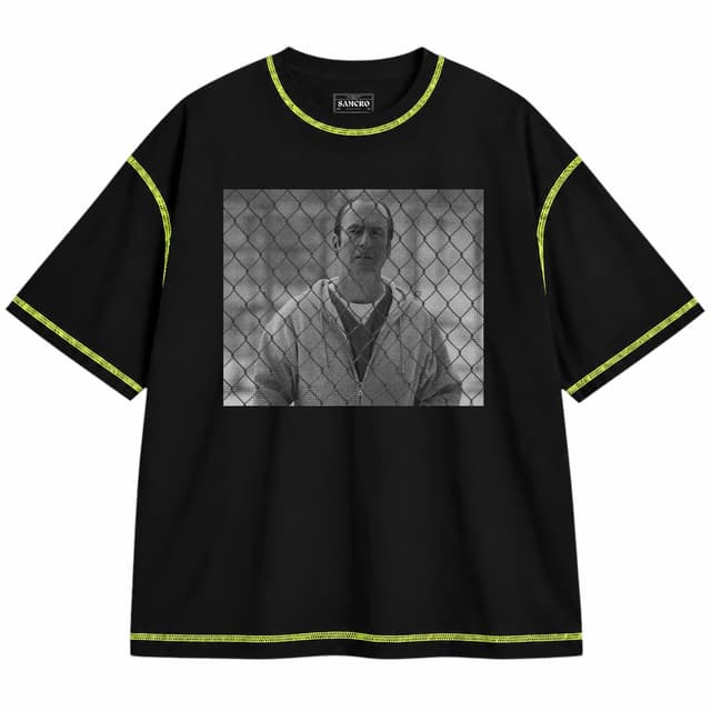 Better Call Saul 9 — Unisex oversize, Negro con costura verde