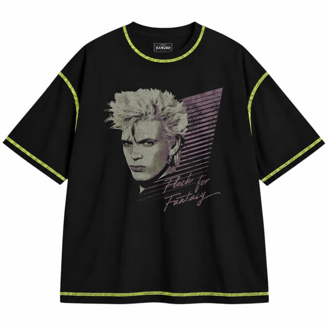 Billy Idol - Flesh for Fantasy — Unisex oversize, Negro con costura verde