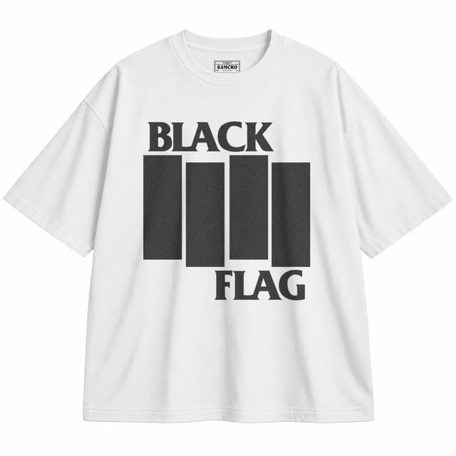Black Flag 1 — Unisex oversize, Blanco