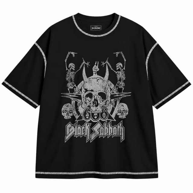 Black Sabbath - Dancing — Unisex oversize, Negro con costura blanca