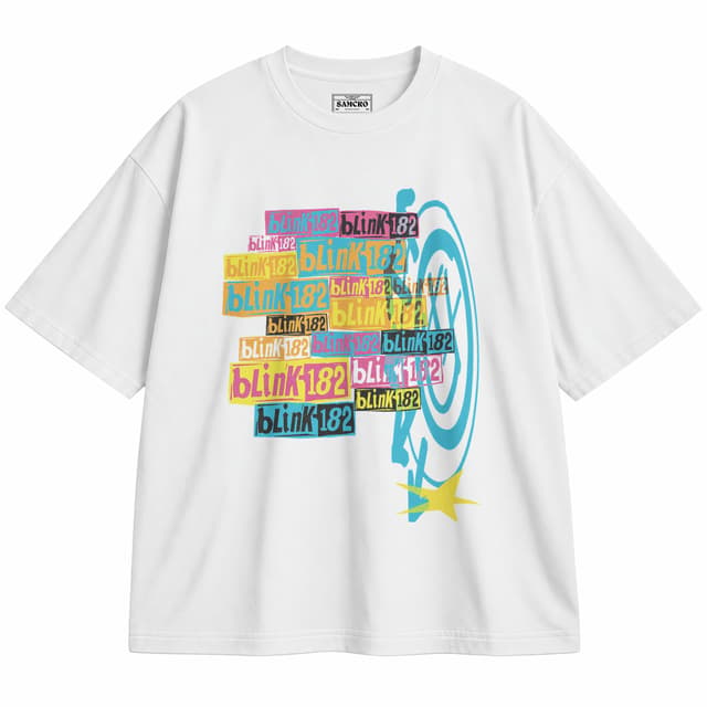 Blink-182 - Multi Logo — Unisex oversize, Blanco