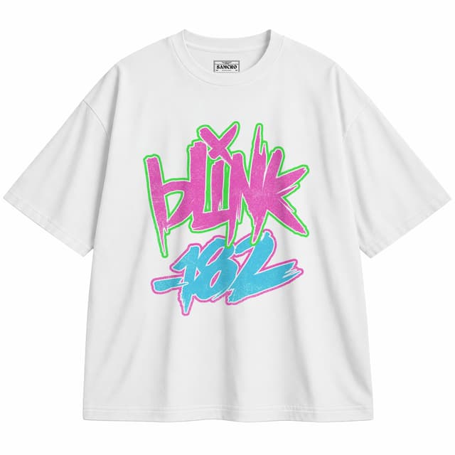 Blink-182 - Neon Logo — Unisex oversize, Blanco