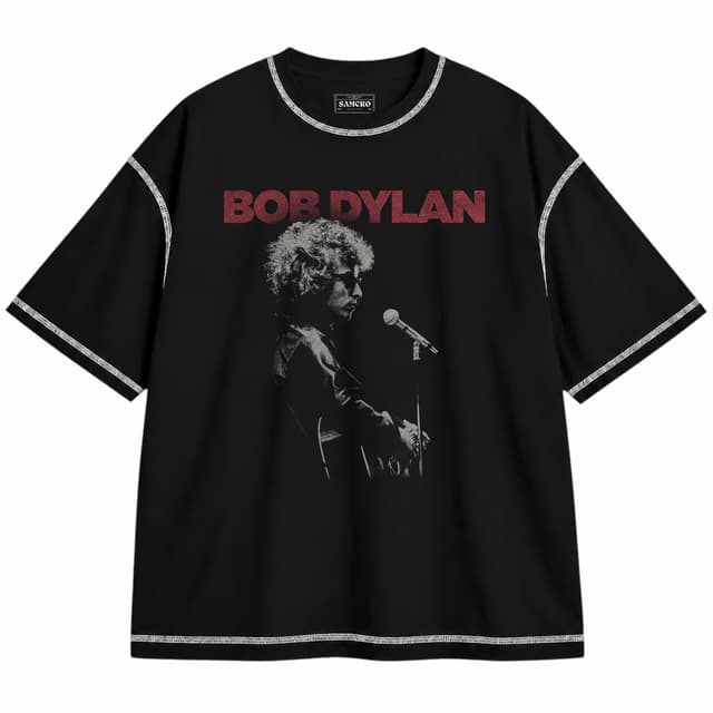 Bob Dylan - Sound Check — Unisex oversize, Negro con costura blanca