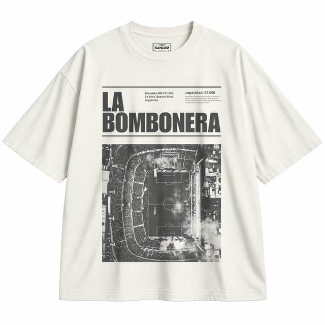 Boca Juniors - La Bombonera Editorial — Unisex oversize, Crema