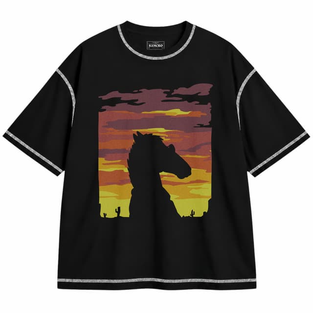 BoJack Horseman 3 — Unisex oversize, Negro con costura blanca
