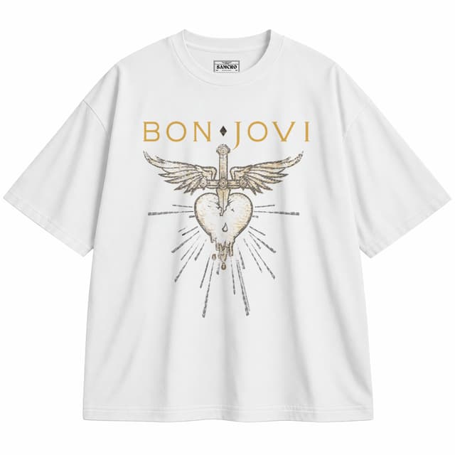 Bon Jovi 1 — Unisex oversize, Blanco