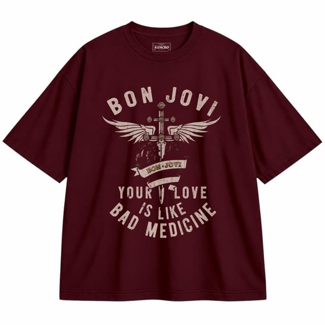 Bon Jovi - Like a Bad Medicine — Unisex oversize, Bordó