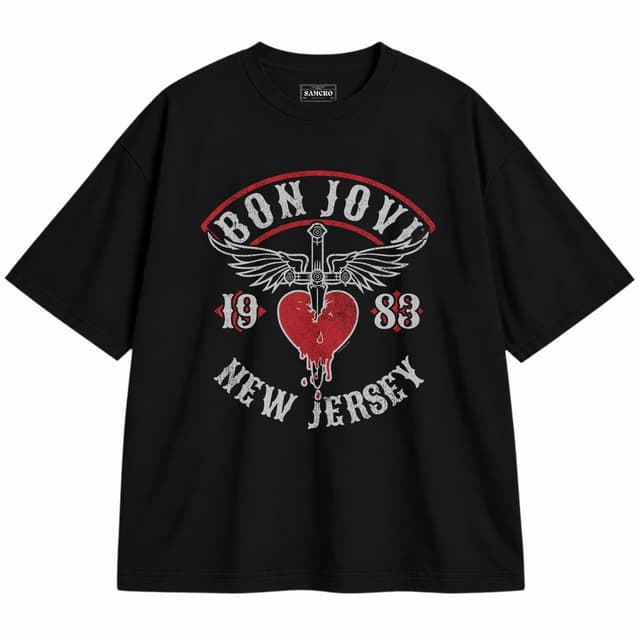 Bon Jovi - Nj 83 — Unisex oversize, Negro