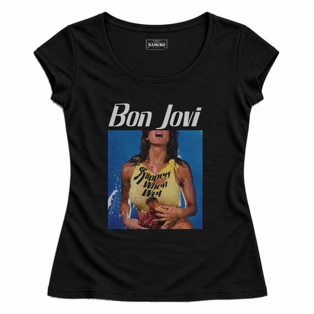 Bon Jovi - Slippery — Mujer entallada, Negro