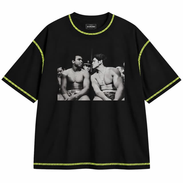 Bonavena 3 — Unisex oversize, Negro con costura verde