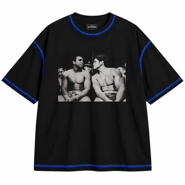 Bonavena 3 — Unisex oversize, Negro con costura azul