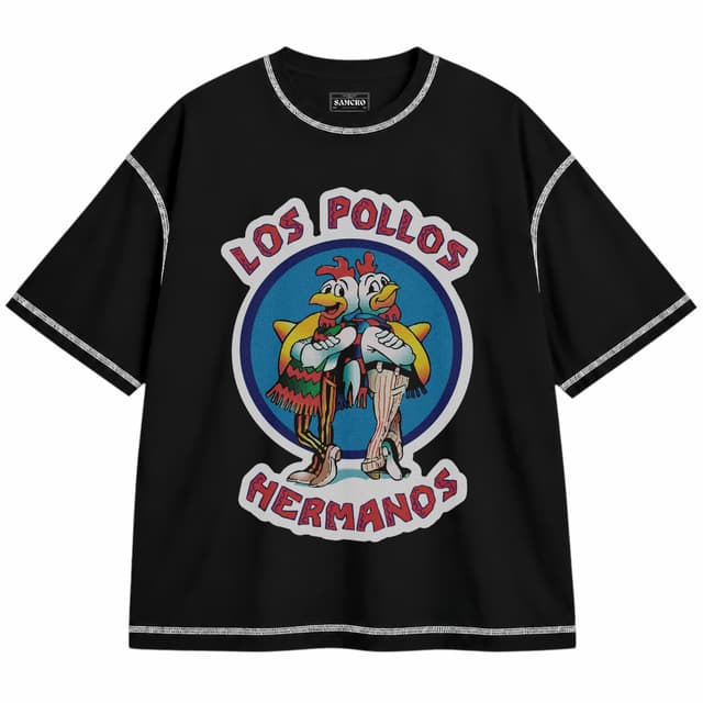 Breaking Bad 14 — Unisex oversize, Negro con costura blanca