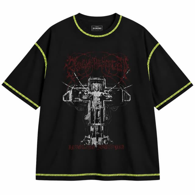 Bring Me the Horizon - Soul Like a Cemetery — Unisex oversize, Negro con costura verde