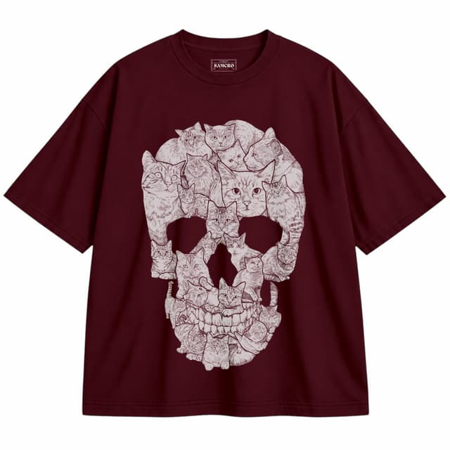 Calavera 5 — Unisex oversize, Bordó