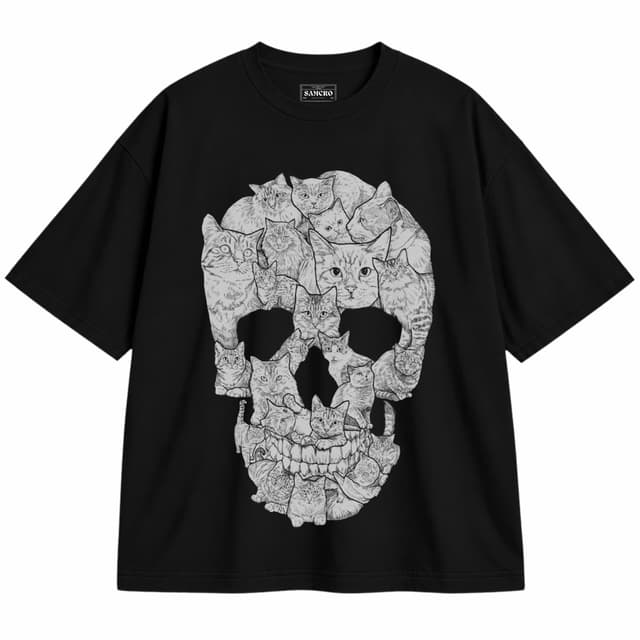 Calavera 5 — Unisex oversize, Negro
