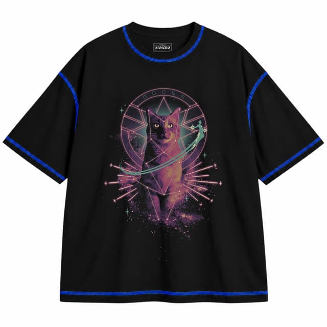 Capitana Marvel 12 — Unisex oversize, Negro con costura azul