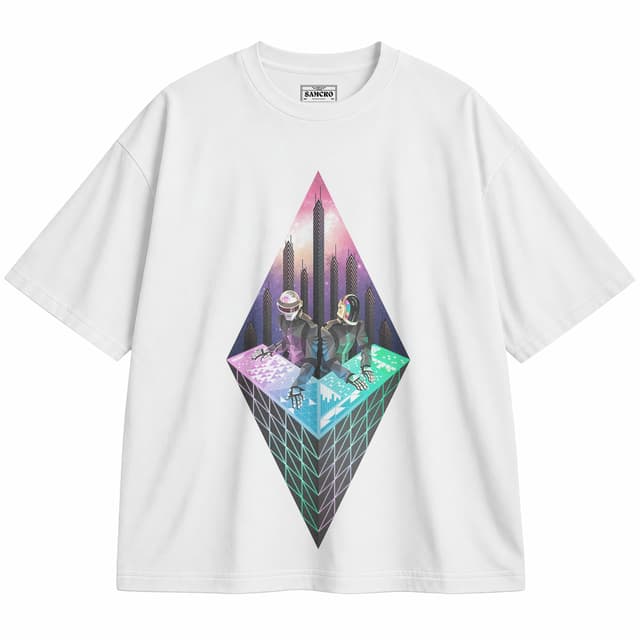 Daft Punk 5 — Unisex oversize, Blanco