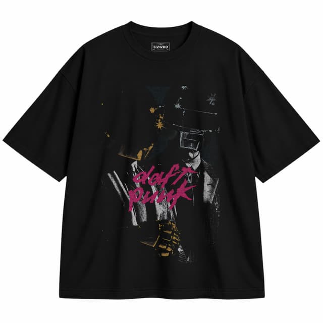 Daft Punk - Duo Pink Logo — Unisex oversize, Negro