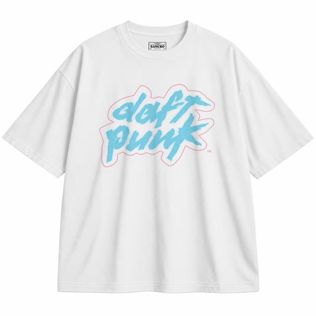 Daft Punk - Script Logo Blue — Unisex oversize, Blanco