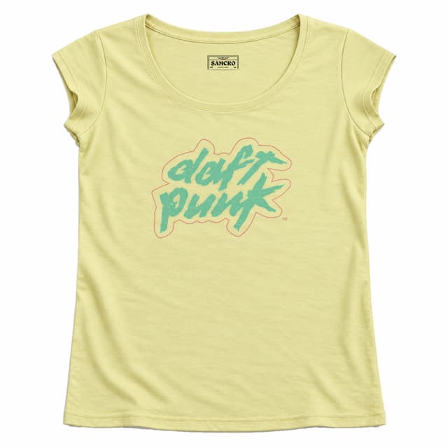 Daft Punk - Script Logo Blue — Mujer recta, Amarillo