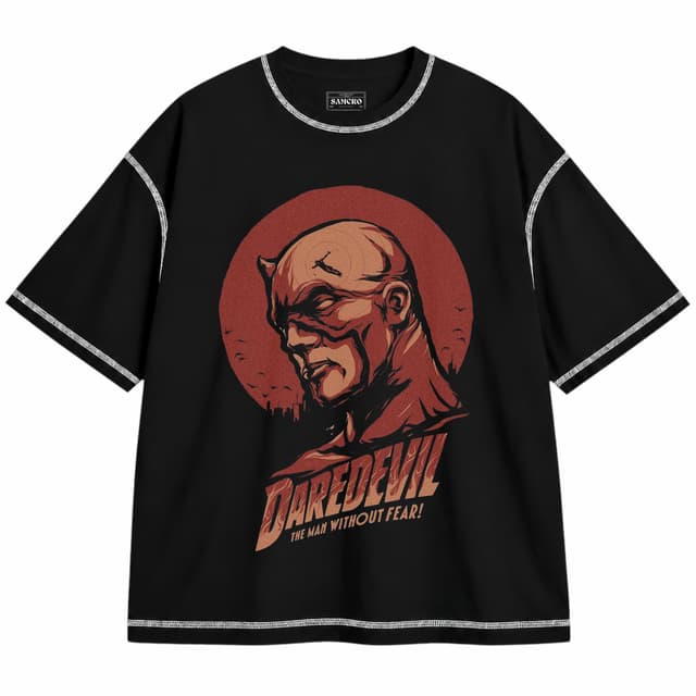 Daredevil 1 — Unisex oversize, Negro con costura blanca