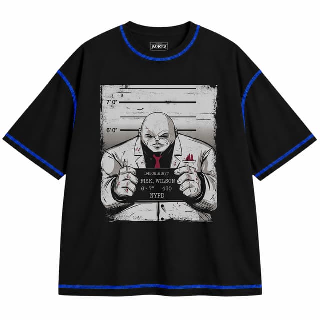 Daredevil 9 — Unisex oversize, Negro con costura azul