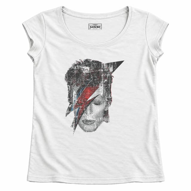 David Bowie - Halftone Flash Face — Mujer recta, Blanco