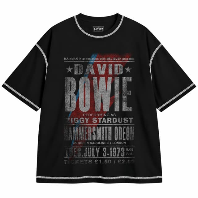 David Bowie - Hammersmith Odeon — Unisex oversize, Negro con costura blanca