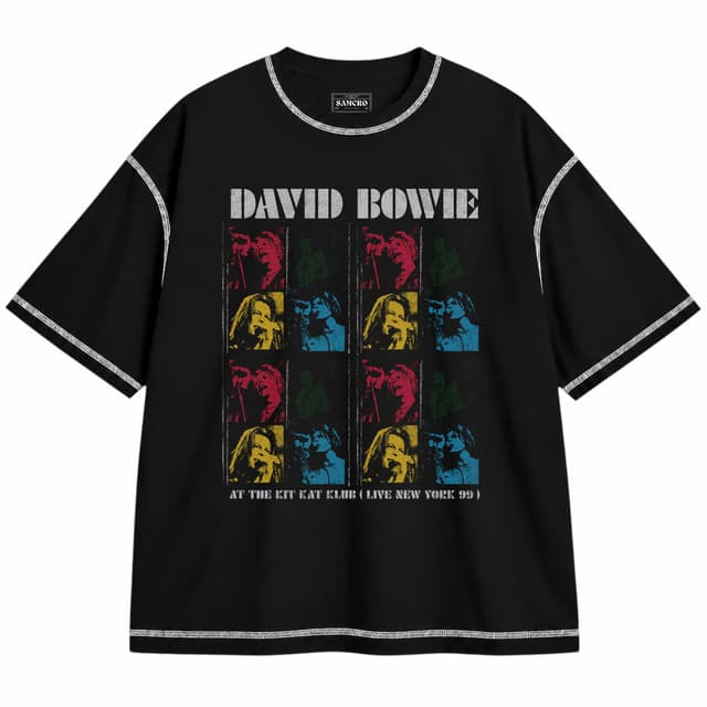 David Bowie - Kit Kat Klub — Unisex oversize, Negro con costura blanca
