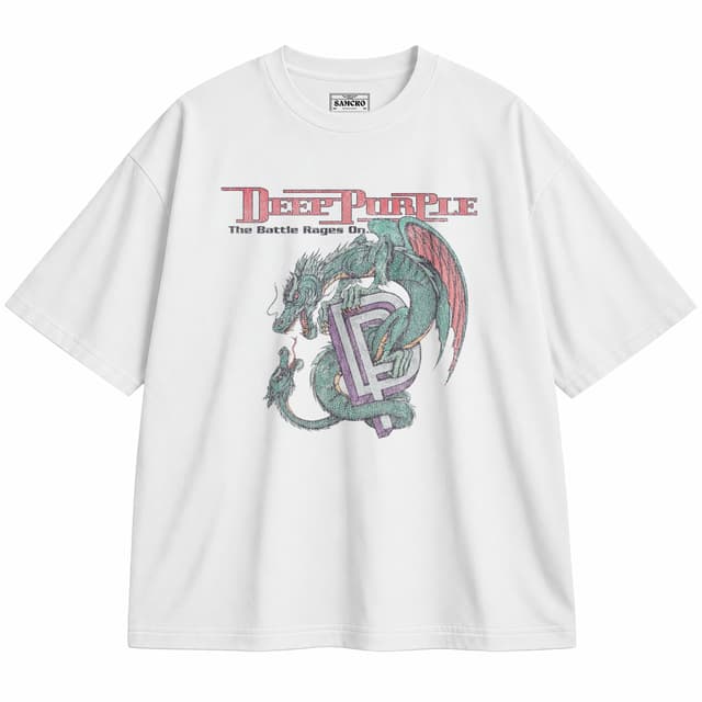 Deep Purple 9 — Unisex oversize, Blanco