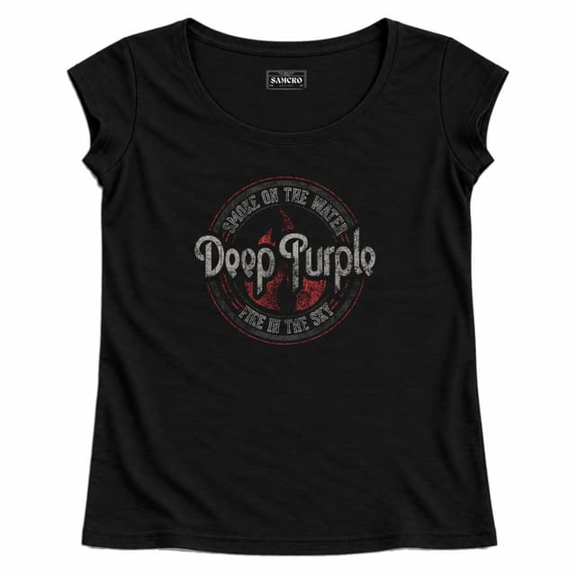 Deep Purple - Smoke Circle — Mujer recta, Negro