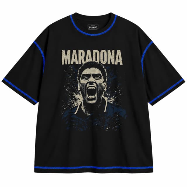 DIEGO - El Grito Sagrado — Unisex oversize, Negro con costura azul