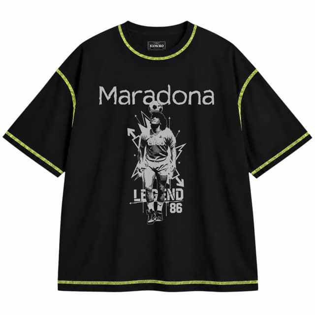 DIEGO - Leyenda Napolitana — Unisex oversize, Negro con costura verde