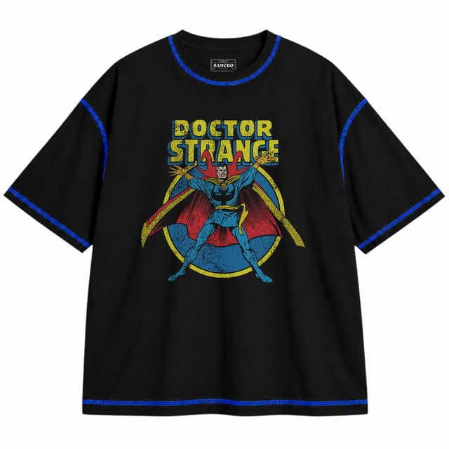 Doctor Strange 1 — Unisex oversize, Negro con costura azul