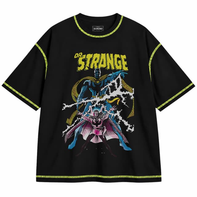 Doctor Strange 4 — Unisex oversize, Negro con costura verde