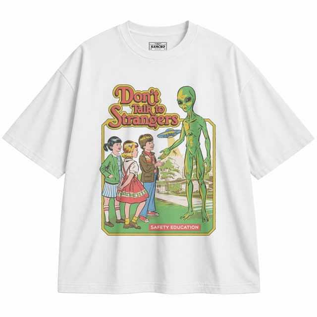 Don't talk to strangers — Unisex oversize, Blanco