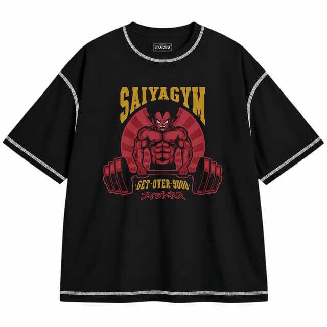 Dragon Ball 25 — Unisex oversize, Negro con costura blanca