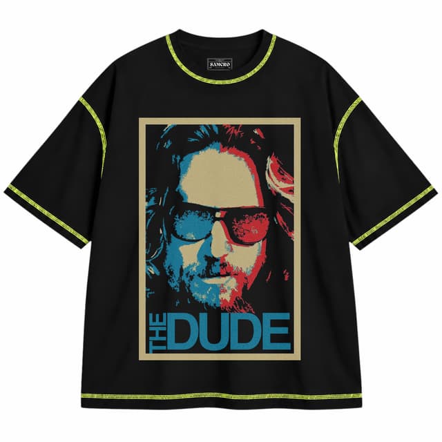 El gran Lebowski 1 — Unisex oversize, Negro con costura verde