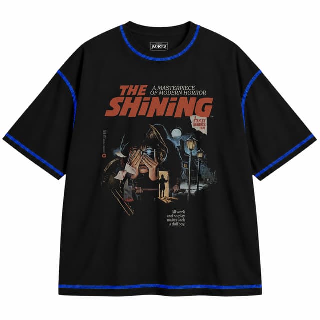 El Resplandor - Stanley Kubricks the Shining — Unisex oversize, Negro con costura azul