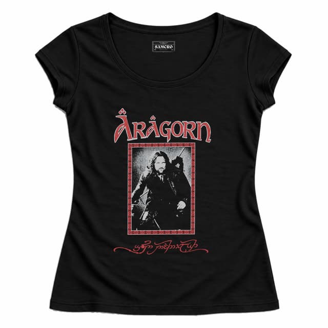 El Señor de los Anillos - Aragorn Red Frame Portrait — Mujer entallada, Negro