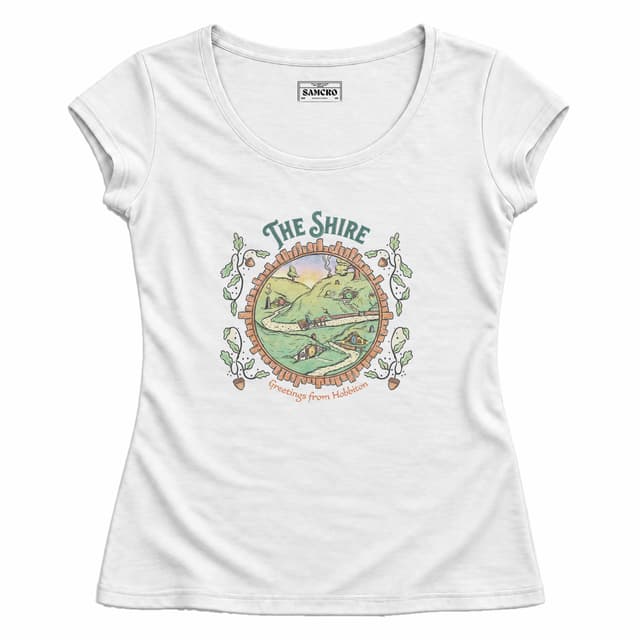 El Señor de los Anillos - Greetings from Hobbiton — Mujer entallada, Blanco