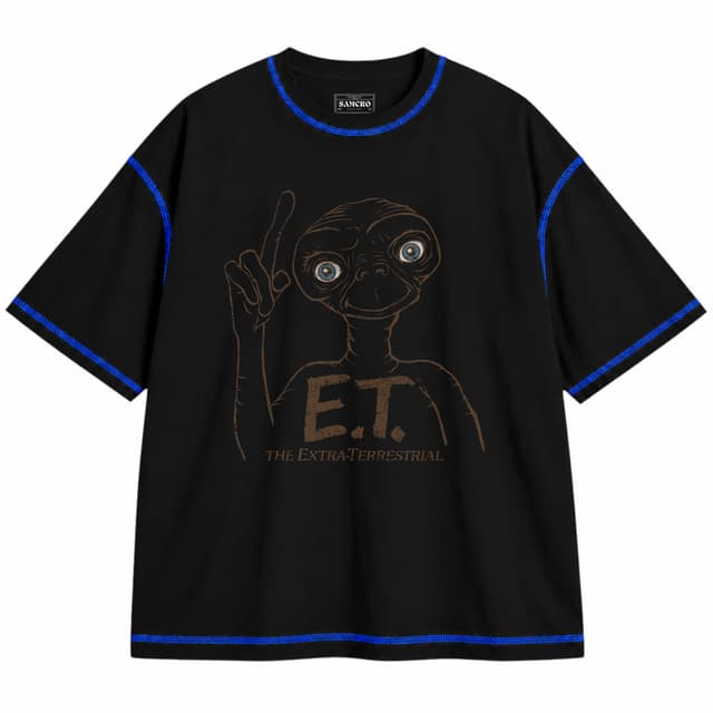 ET 15 — Unisex oversize, Negro con costura azul