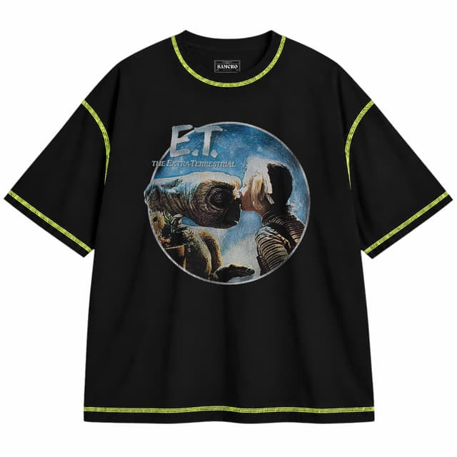 ET 16 — Unisex oversize, Negro con costura verde