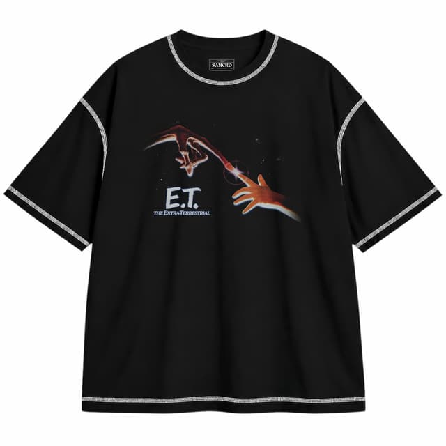 ET 5 — Unisex oversize, Negro con costura blanca