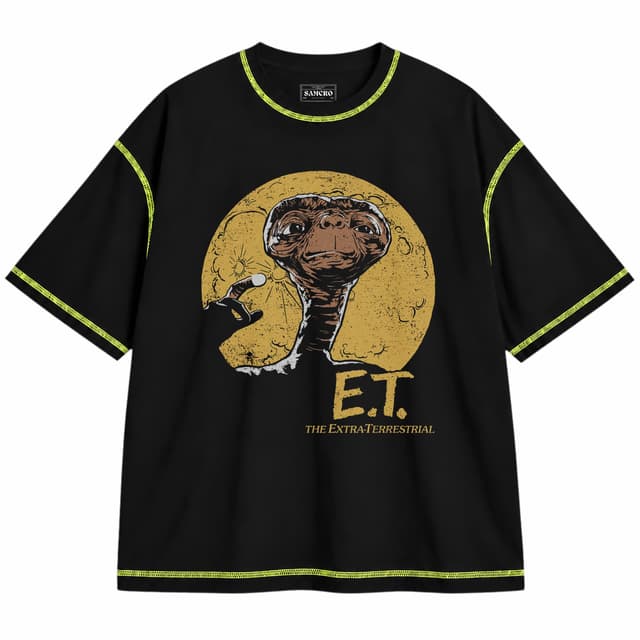 ET 8 — Unisex oversize, Negro con costura verde