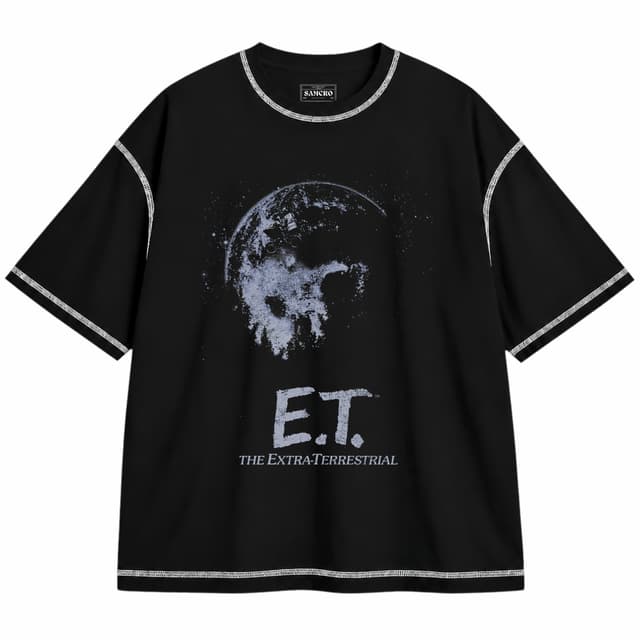 ET - Classic — Unisex oversize, Negro con costura blanca