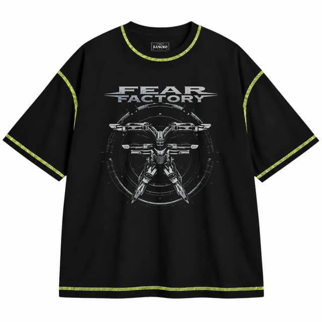Fear Factory - Mech Spider — Unisex oversize, Negro con costura verde