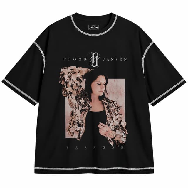 Floor Jansen - Paragon Art Tour Black — Unisex oversize, Negro con costura blanca