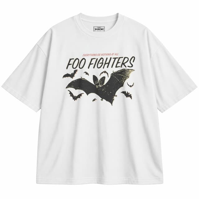 Foo Fighters - Bat — Unisex oversize, Blanco