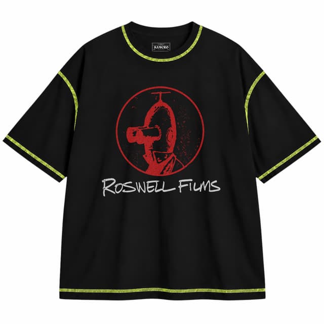 Foo Fighters - Roswell Films — Unisex oversize, Negro con costura verde